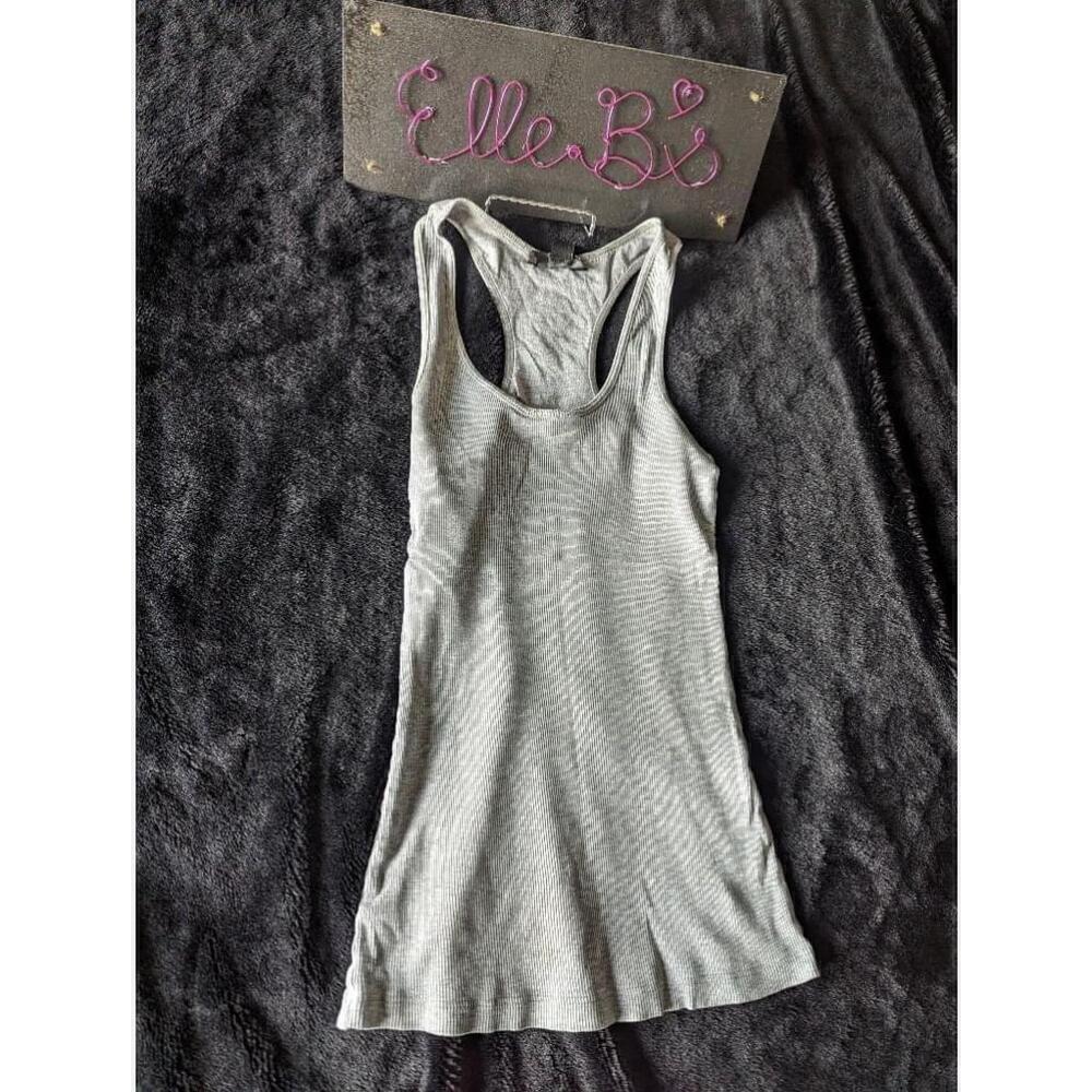 EUC Express Gray Ribbed Racerback Tank w/ back Bling Detail XS